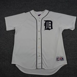 Detroit Tigers Jersey Mens 2XL White MLB Baseball Button Front Majestic Blank